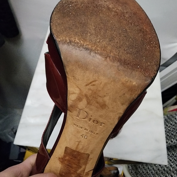 DIOR Brick Red Patent Leather Platform Laced Caged Stiletto Heels, size … - Picture 2 of 8